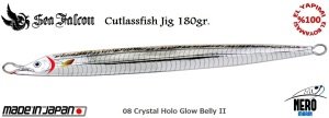 Sea Falcon Cutlass Fish Jig 180gr. 08 Crystal Holo Glow Belly II