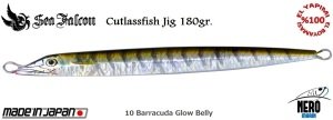 Sea Falcon Cutlass Fish Jig 180gr. 10 Barracuda Glow Belly