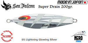 Sea Falcon Super Drain Jig 200gr. 05 Lightning Glowing Silver