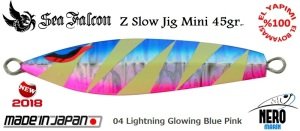 Sea Falcon Z Slow Mini Jig 45gr. 04 Lightning Glowing Blue Pink