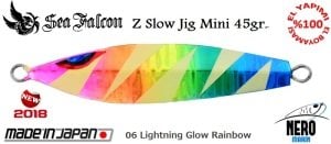Sea Falcon Z Slow Mini Jig 45gr. 06 Lightning Glowing Rainbow