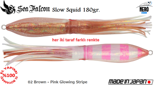 Sea Falcon Slow Squid 180gr. 02 Brown Pink Glowing Stripe