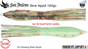 Sea Falcon Slow Squid 180gr. 03 Glowing Real Squid