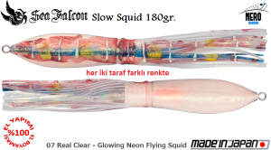 Sea Falcon Slow Squid 180gr. 07 Real Clear Glowing Neon Flying Squid