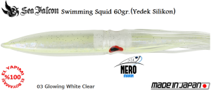 Swimming Squid 60 Gr. Yedek Kılıf	03	Glowing White Clear