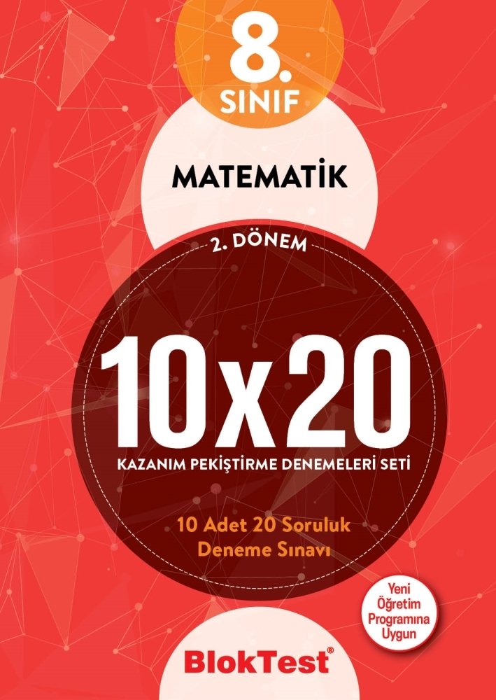 8.Sınıf 2.Dönem Matematik 10x20 Kazanım Pekiştirme Denemeleri Seti Bloktest Yayınları