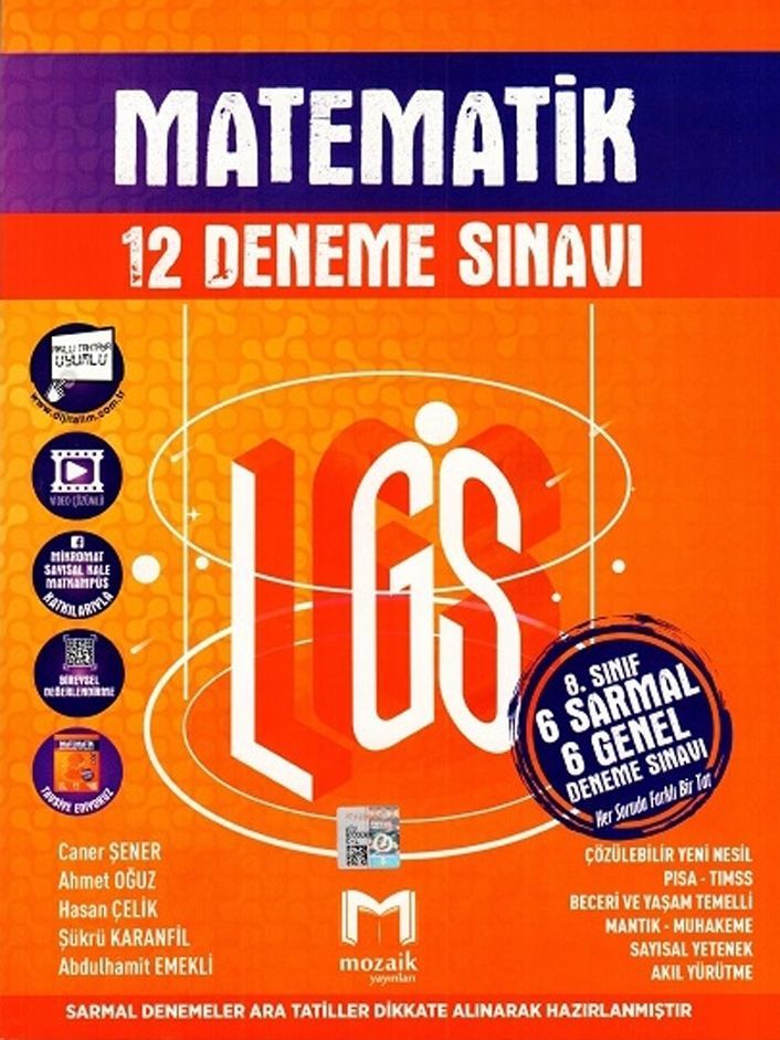 Mozaik Yayınları 8. sınıf LGS Matematik 20 li Deneme Sınavı