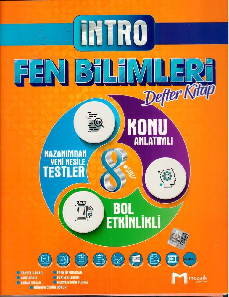 Mozaik Yayınları 8. Sınıf Fen Bilimleri İntro Defter Kitap