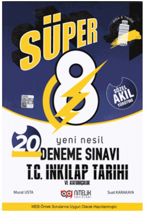 8.Sınıf LGS Süper T.C. İnkılap Tarihi ve Atatürkçülük Yeni Nesil 20 Deneme Sınavı Nitelik Yayınları