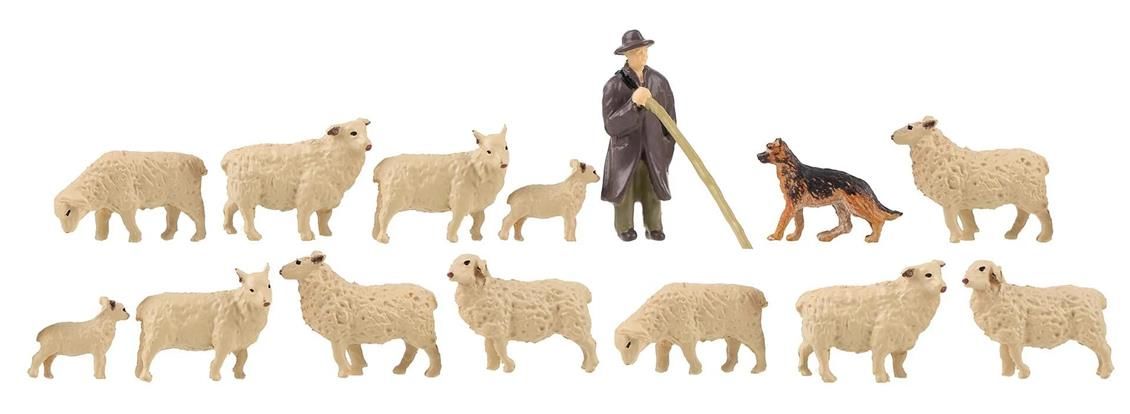 Faller 151901 1/87 Koyunlar,Çoban ve Köpek Figürleri