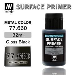 Vallejo 77660 32 ml. Gloss Black Primer, Metal Color Serisi Model Boyası