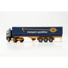 Herpa 315272 1/87 Ölçek Scania 142, Brandalı Dorseli TIR (ASG), Sergilemeye Hazır Model Araç