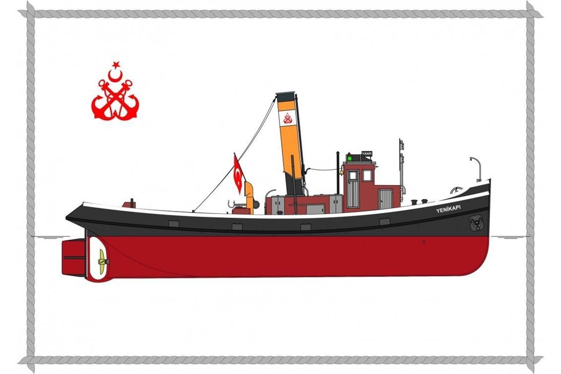 Tersane Model K2401 1/24 Yenikapı Römorkörü, R/C Dönüşebilir, Demonte Ahşap Tekne Kiti