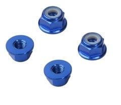 FLANGED LOCK NUT M4 BLUE ALUMINUM (4pcs) 1/10 CARS