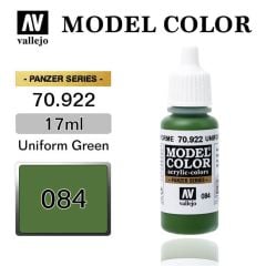 Vallejo 70922 17 ml. (84) Uniform Green-Matt, Model Color Serisi Model Boyası