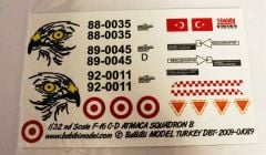 Babibi DBT01089 1/32 Turaf F-16 C/D, 182.Atmaca Filo, Dekal Çıkartma