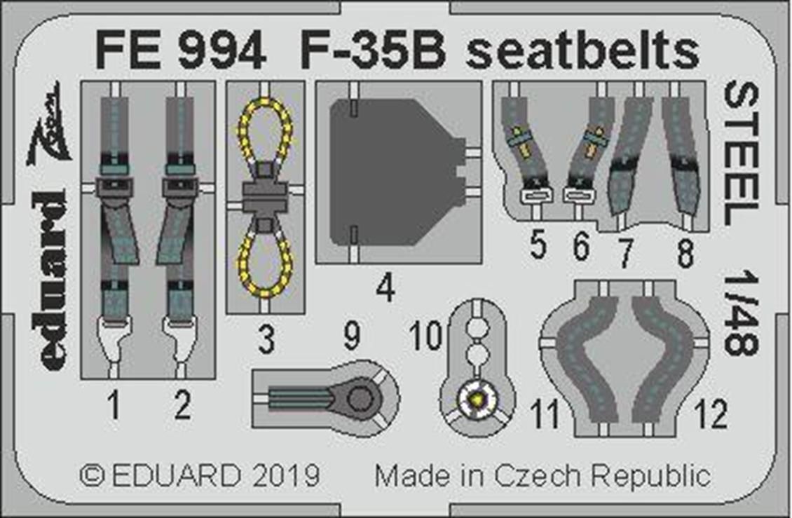 EDUARD FE994 1/48 F-35B seatbelts STEEL 1/48 FOR K