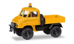 Herpa 746502 1/87 Ölçek Unimog U411 Açık Kasa, Sarı, Sergilemeye Hazır Model Araç