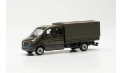 Herpa 700795 1/87 Ölçek MB Sprinter Çift Kabin Kamyonet, Koyu Yeşil, Sergilemeye Hazır Model Araç