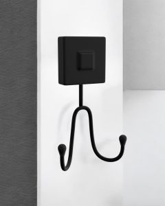 Bornoz Askısı Bornozluk 2'li Banyo Boy Havlusu Bornoz Askılığı Siyah