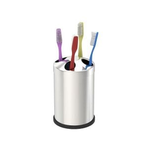 Zethome Krom Dörtlü Banyo Seti (Çöp Kovası-Fırça-Sabunluk-Diş Fırçalık)