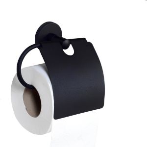 Paslanmaz Duvara Monte Banyo Solo Açık Kağıt Havluluk Kapaklı Kağıtlık Seti Siyah