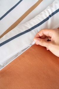 Çizgili Çift Kişilik Nevresim Takımı Pamuklu Desenli Aren 200x215 cm