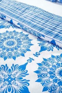 Mavi Çift Kişilik Nevresim Takımı Pamuklu Desenli Alaçatı Mavi 200x215 cm