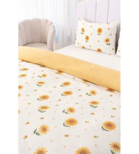Çift Kişilik Nevresim Takımı Pamuklu Desenli Ayçiçeği 200x215 cm