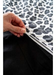 Siyah Çift Kişilik Nevresim Takımı Pamuklu Desenli Leopar Siyah 200x215 cm