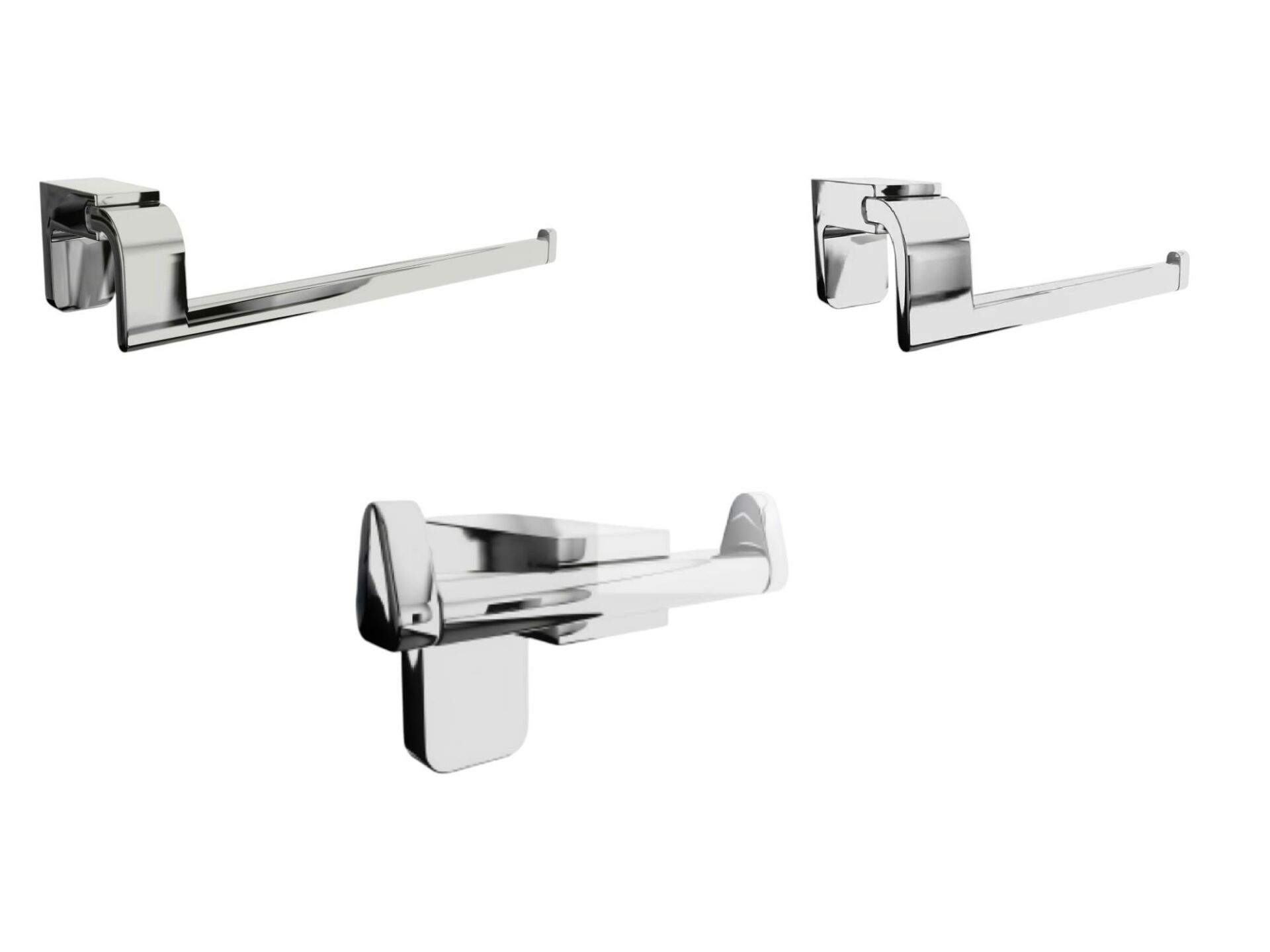 F1 Serisi Krom Paslanmaz Havluluk ve Açık Tuvalet Kağıtlık Ve Bornoz Askısı Seti Banyo Seti