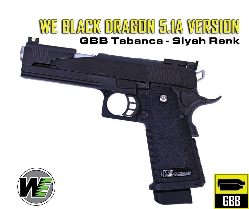 WE BLACK DRAGON 5.1A VERSION - GBB AIRSOFT TABANCA - SİYAH