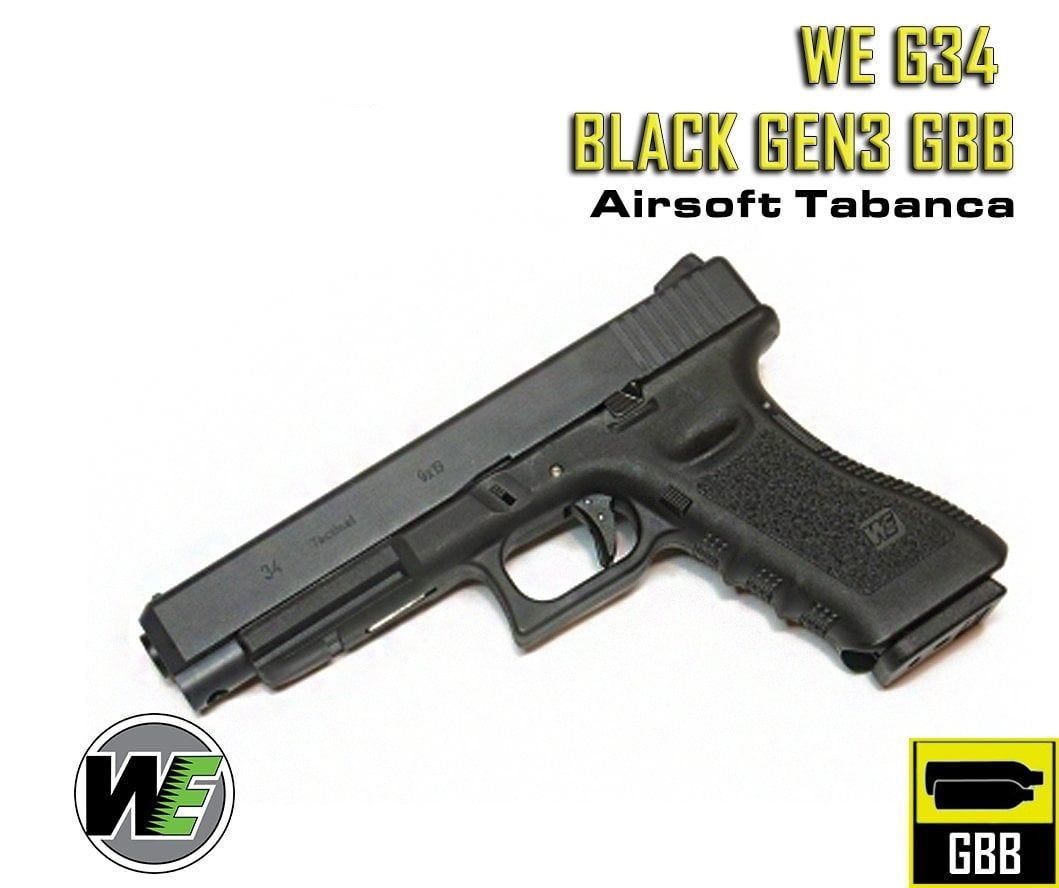 WE G34 GLOCK 34 GEN3 SİYAH GBB AİRSOFT TABANCA