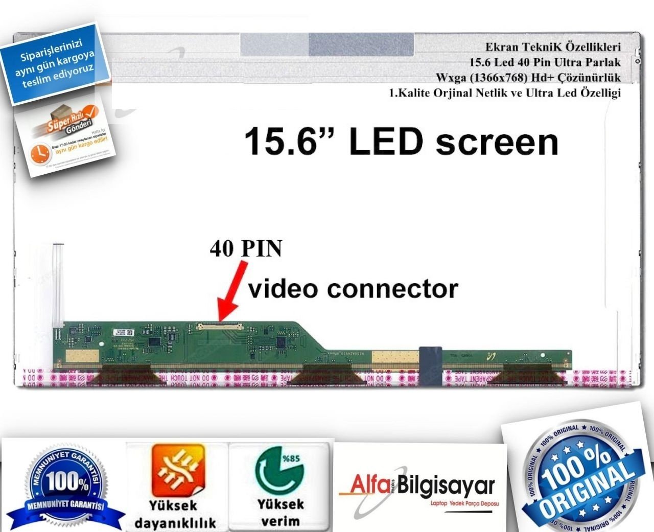 15.6'' Standart 40 Pin LED 1366x768 ILp156wh4-tlp1 Lp156wh4 Tl P1 Notebook Laptop Ekranı