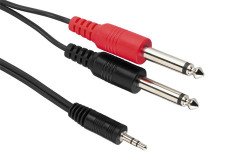 Gitar / Anfi / Telefon 3.5 mm Stereo 2 x 6.3 mm Mono Jaklı Kablo 1,5 metre