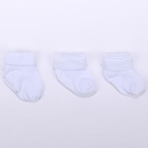 Unisex Beyaz 3'lü Bebek Çorap 0-6 AY