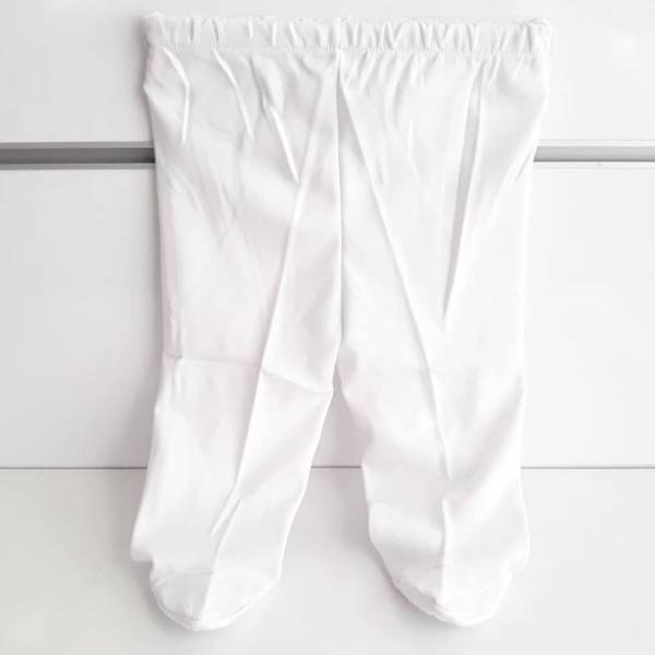 Patikli Beyaz Tek Alt Bebek Penye Pantolon