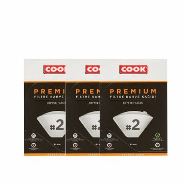 COOK Premium Filtre Kahve Kağıdı - Ebat 2 (3 Paket 240 Adet)