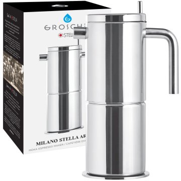 Grosche Milano Stella Aroma Çelik Moka Pot Gümüş 8 Cup