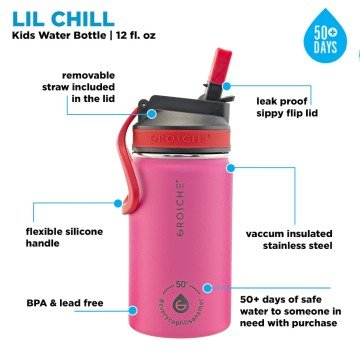 Grosche Lil Chill İzolasyonlu Çocuk Su Matarası Pembe 360 ml