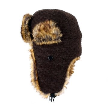 Kahverengi Pilot Kışlık Kürklü Şapka/Bere