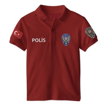 Polis Askeri Taktik Polo Yaka Kısa Kol Tişört Peç'li