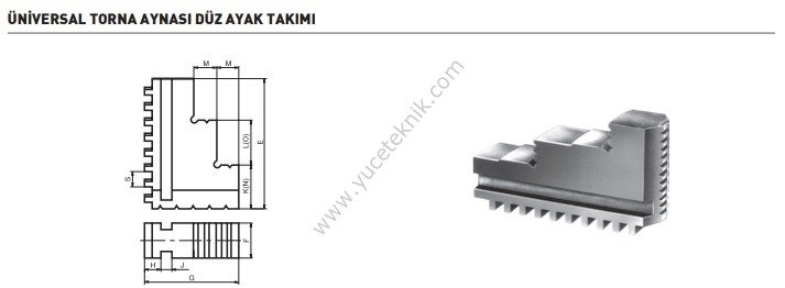 3 Ayaklı Unıversal Torna Aynası İçin Düz  Ayak Takımı