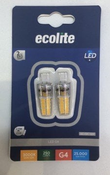 ECOLİTE G4 2.5W 12V LED AMPUL 2'Lİ PAKET 3000K(SARI IŞIK)