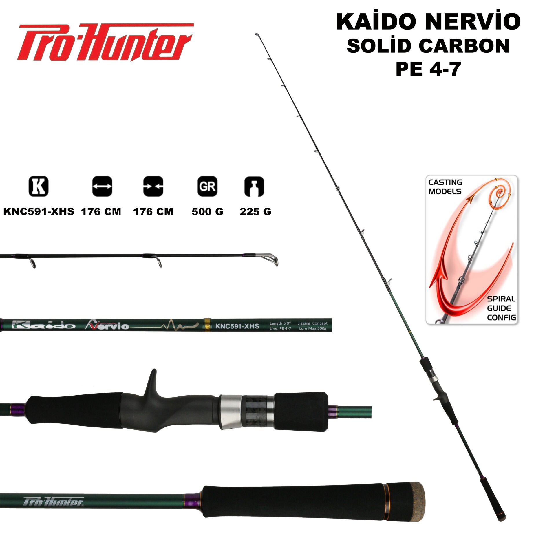 Kaido-Nervio Solid Caron Baitcast Rod KNC591-XHS Jig Kamışı