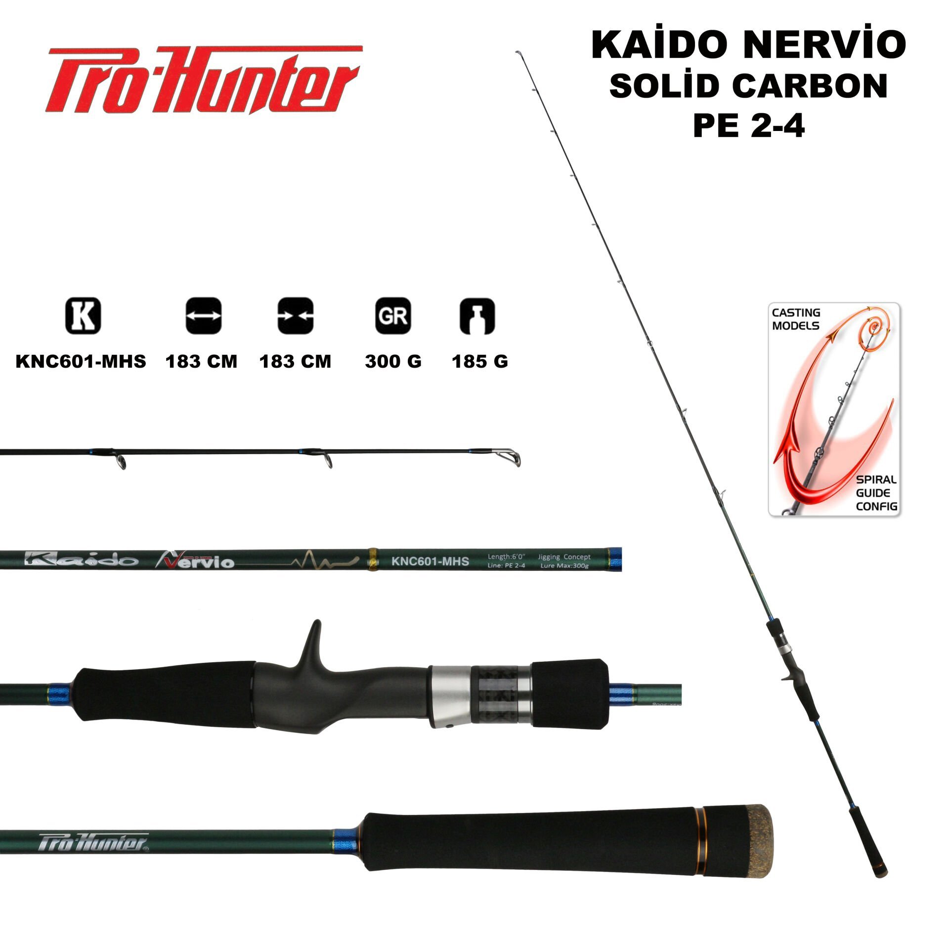 Kaido-Nervio Solid Caron Baitcast Rod KNC601-MHS Jig Kamışı