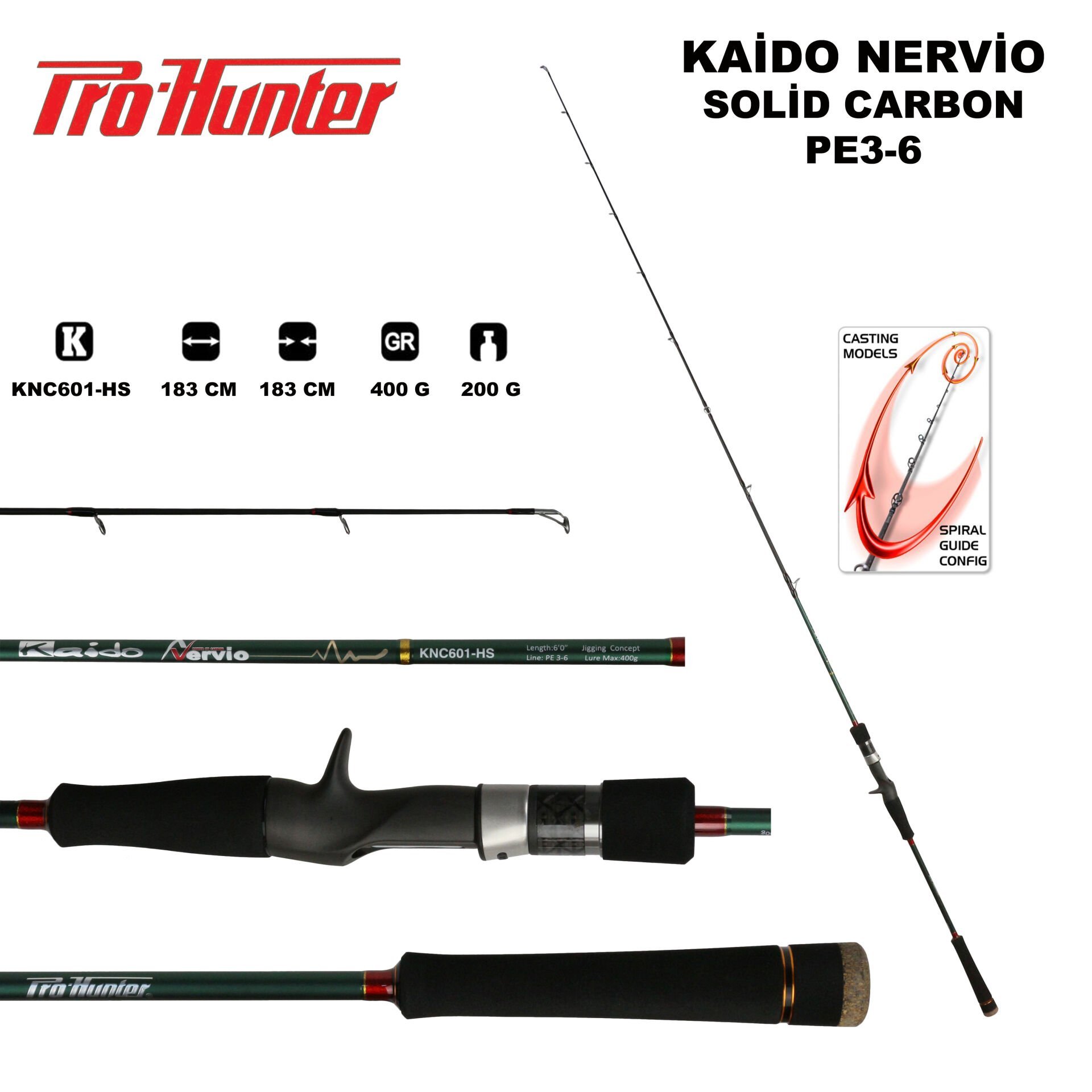 Kaido-Nervio Solid Caron Baitcast Rod KNC601-HS Jig Kamışı