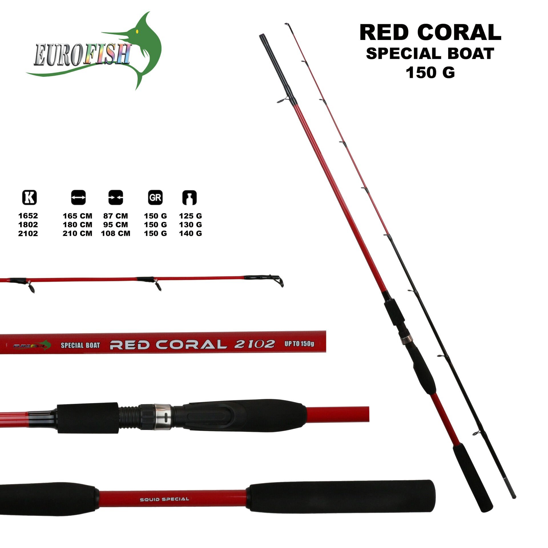 Red Coral 2 Parça Bot Tekne Kamışı 150G