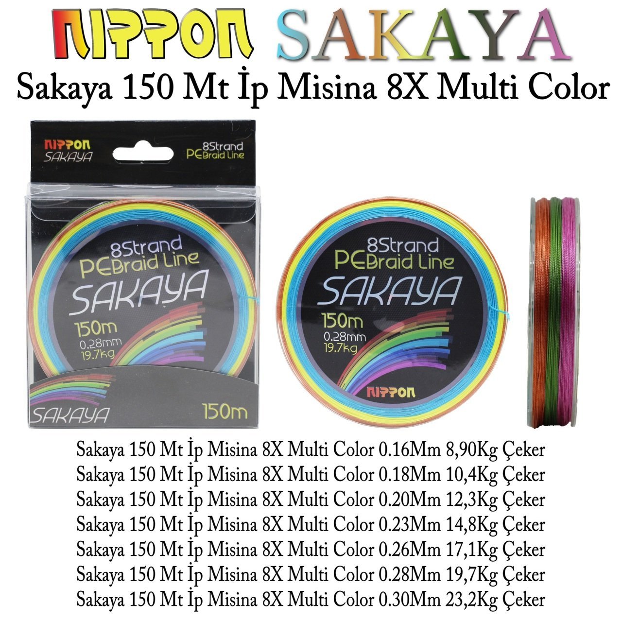 Sakaya 150 Mt İp Misina 8X Multi Color