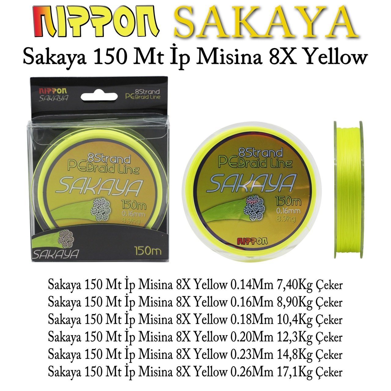 Sakaya 150 Mt İp Misina 8X Yellow